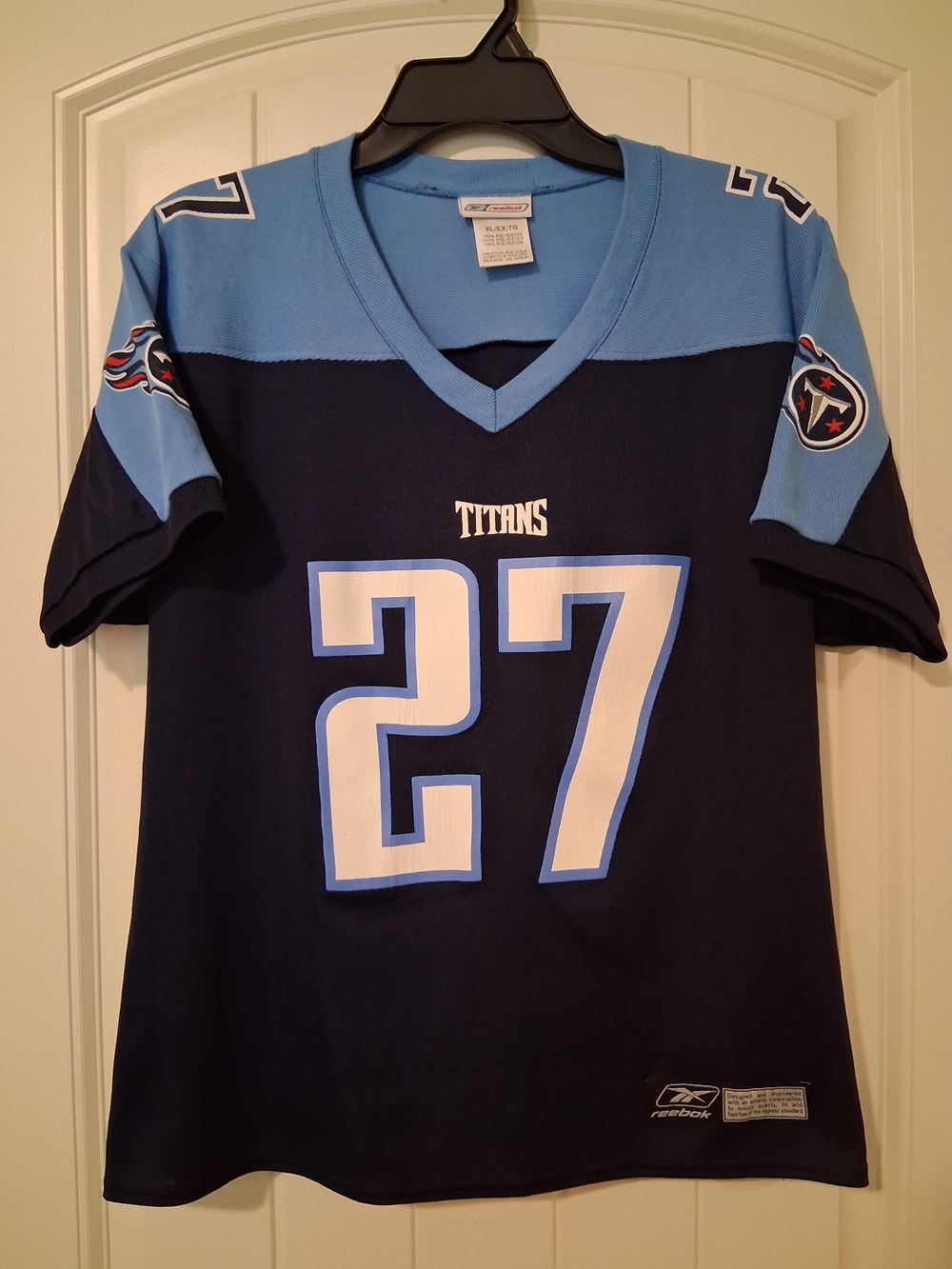 Reebok Tennessee Titans #27 Navy and Light Blue Football Jersey Youth X-LARGE